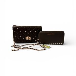 Badgley Mischka Black Quilted Crossbody Bag with wallet both new with tags!!!!